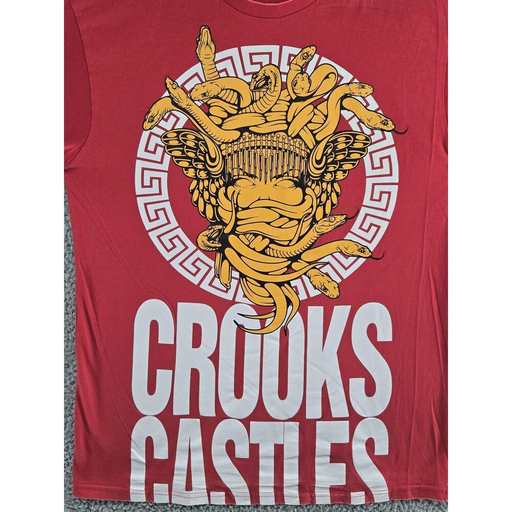 Crooks & Castles Shirt Mens Large Red Medusa Snake Graphic Streetwear Tee View 2